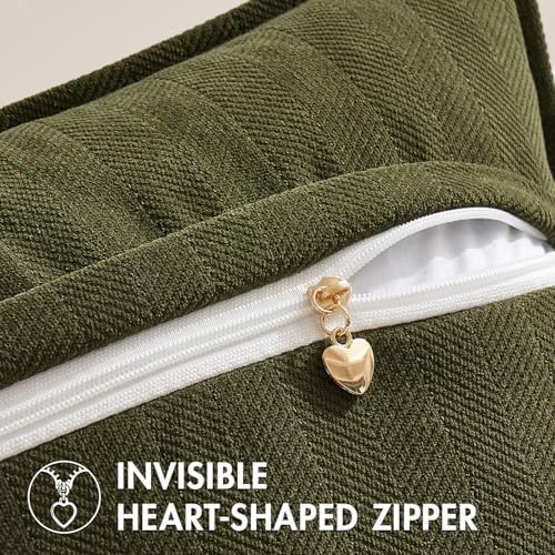MIULEE Pack of 2 Olive Green Euro Shams Chenille Pillow Covers 26x26 Inch - Image 3