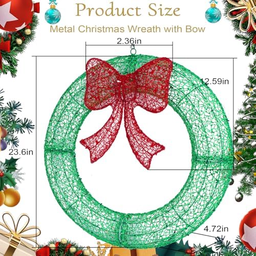 24 in Pre-Lit Christmas Wreath with 6H On/18H Off Timer - Image 3