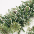Christmas Garland Pre-lit 9 Ft with 50 Led Lights, Battery Operated Fireplace Stairs Mantle Door Indoor Outdoor, Decorated Pine Cone and Snow Style - Image 2