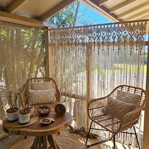 Lino Rosa Beaded Curtain for Doorway, Boho Beads Closet Curtain for Open Closet, Hanging Room Divider for Room Separation, 36" W x 80" L, Cream - Image 4