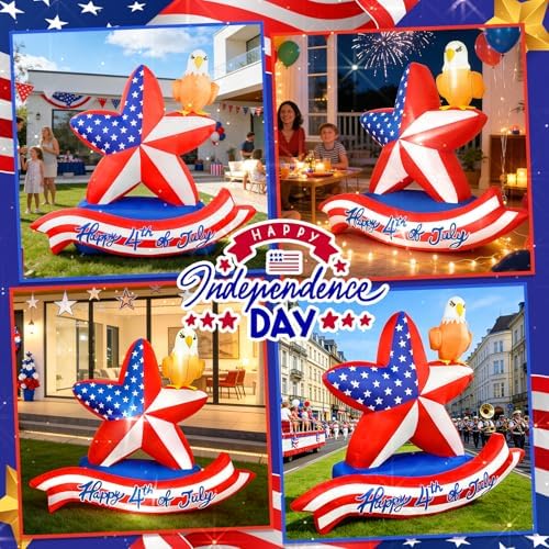 4th of July Inflatables 5.5FT American Star Blow Up Yard Decorations - Image 3