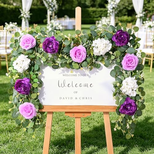 Livole 2Pcs 12 Ft Flower Garland Decoracion Purple Peony Floral Garland - Image 4