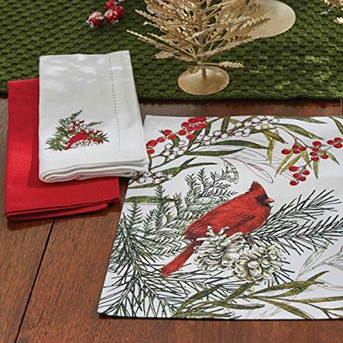 Park Designs White Cardinal Napkin Set of 4, Embroidered - Image 2
