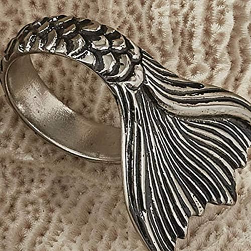 Split P Mermaid Napkin Ring Set of 4, Silver - Image 3