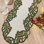 Enliven Christmas Special Beaded Holly Berry Design Runner, 13x36 inch - Image 2
