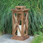 Rustic Farmhouse Wooden Candle Lantern,17'' H Lanterns Decorative Indoor&Outdoor, Patio Decor, Hanging Lantern Holder Decor for Indoor Outdoor, Home, Garden, Wedding by DECORKEY