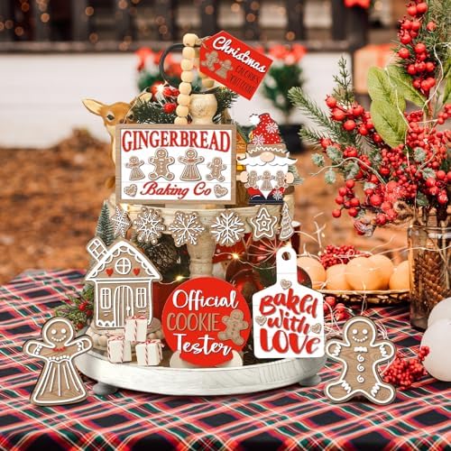 14 Pcs Halloween Tiered Tray Decor Set, Gnome Wood Table Signs (Elegant Style) - Image 4