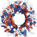 14 Inch Patriotic Red White Blue Glitter Stars Wreath for Front Door, Independence Day Glitter Stars with Rockets for Indoor, Memorial Day Forth of July Door Wreath for Home Decor by idyllic