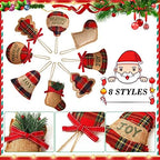 24 Pcs Burlap Christmas Ornaments Set Mini Stockings Funny,Rustic - Image 4