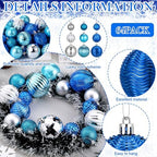 Lunmon 64 Pcs Blue and Silver Christmas Balls Ornaments Glitter Xmas Bulbs - Image 4