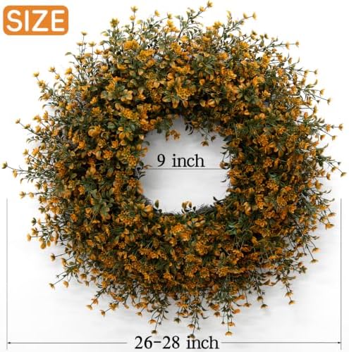 26 Inch Fall Boxwoods Wreaths for Front Door Large Wreath Home Decor - Image 4