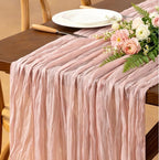 Dusty Pink Cheesecloth Table Runner Boho Wrinkled Gauze Table Runners by Jimtx