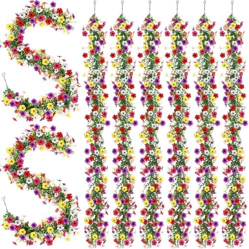 8 Pcs 6 ft Artificial Flowers Wisteria Garland, Multicolor by FineCheer