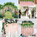 48pcs Artificial Wisteria Flowers 3.6 Feet/Piece Pink Dense Artificial Fake Wisteria Vine Ratta Hanging Garland Silk Flowers String Home Party Wedding Decor（Pink-Dense） - Image 5