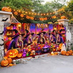 7x16FT Halloween Witch Garage Door Banner Skeleton Witch Happy Hallowen Garage Door Cover Decoration for Hallowen Decoration - Image 5