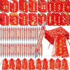 200 Pcs Chinese Lunar New Year Gift Set Includes Ballpoint Pens Notebooks Bookmarks Red Organza Bags Suitable for 2026 New Year Gifts School Office by Moinchore