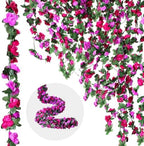12 Pcs 100ft Flower Garland Artificial Rose Vine with GreenLeave, Purple by Dingion