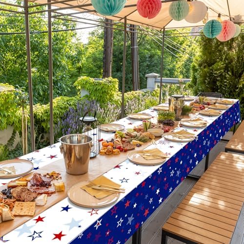 4.5 x 100 Feet Patriotic Tablecloth for 4th of July Independence Day Decorations,Roll of Disposable Custom White Blue Red Star Memorial Day Photography Backdrop for 4th of July Themed Party Supplies - Image 6