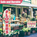 Buryeah 5 Sets Flower Banner Sign Kit Including 1 Flower Feather Flag 4 Double Sided Arrows Signs with Metal Stakes for Outside, Business Advertising, Directional Signage(Pink) - Image 3