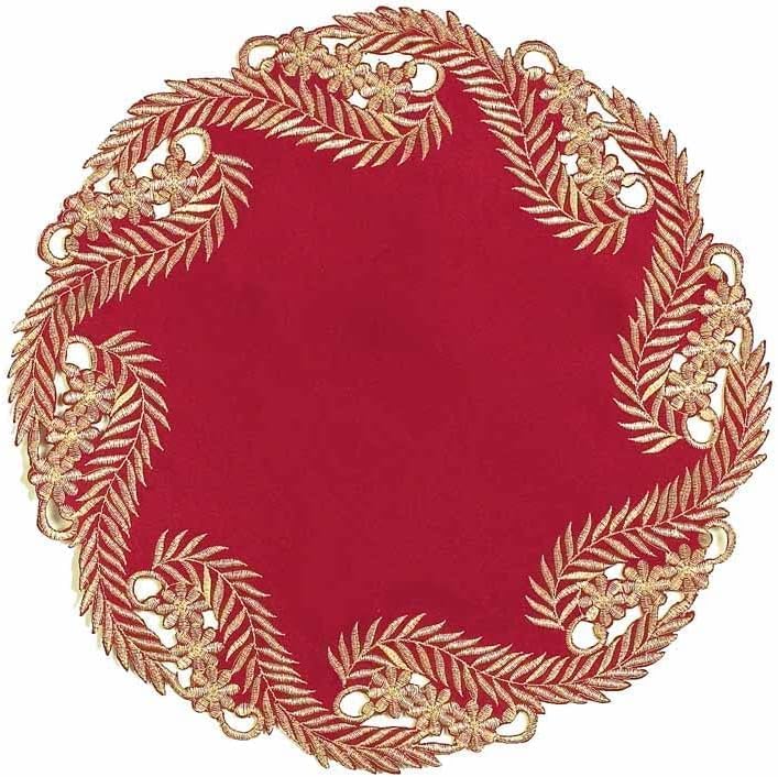 Decozen Set of 12 Doilies for Table, Lace Doilies Rustic Farmhouse Kitchen Dining Table Centerpiece Decor, 15 Inch Gold Burgundy Round Placemats for Home, Valentines Day Gifts, Valentines placemats - Image 7