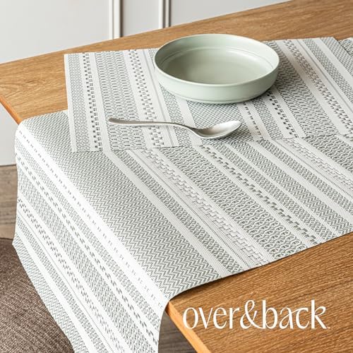 Over&Back 18x90 Reversible Striped Table Runner - UVA/UVB-Proof Table Runners - Waterproof Indoor and Outdoor Kitchen and Home Decor - Green - Image 6