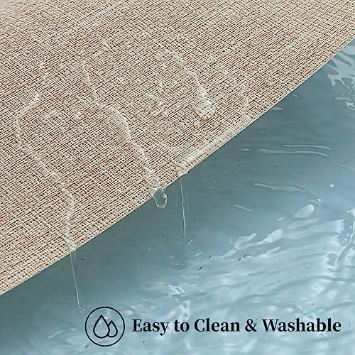 Leetaltree Woven Vinyl Beige Placemats Set of 24, Linen Look & Easy to Clean - Image 5