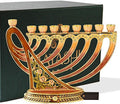 Matashi Hand Painted Enamel Menorah Candelabra Modern Design by MATASHI