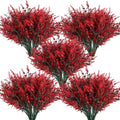 RECUTMS Spring Fall Decoration,Fake Greenery,Artificial Red Flowers Outdoor by RECUTMS