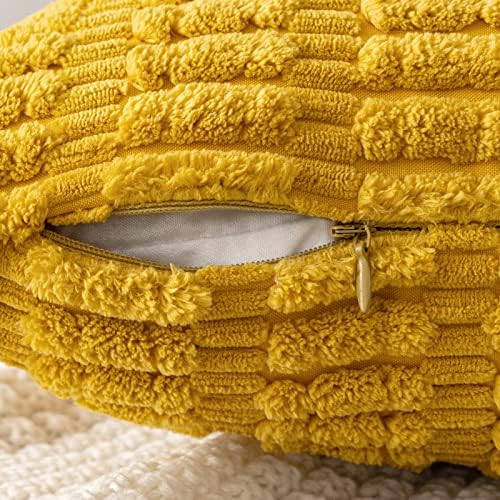 MIULEE Euro Corduroy Decorative Throw Pillow Covers 22x22 Mustard Yellow - Image 3