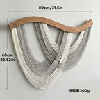 SlenyuBridal Handmade Macrame Wall Hanging Dip Dyed Woven Tapestry Boho Wall Decor Neutral Modern Bohemian Walls Art Decorations for Headboard Bedroom Gray 31.5 x 23.6inch - Image 2
