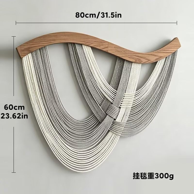 SlenyuBridal Handmade Macrame Wall Hanging Dip Dyed Woven Tapestry Boho Wall Decor Neutral Modern Bohemian Walls Art Decorations for Headboard Bedroom Gray 31.5 x 23.6inch - Image 2