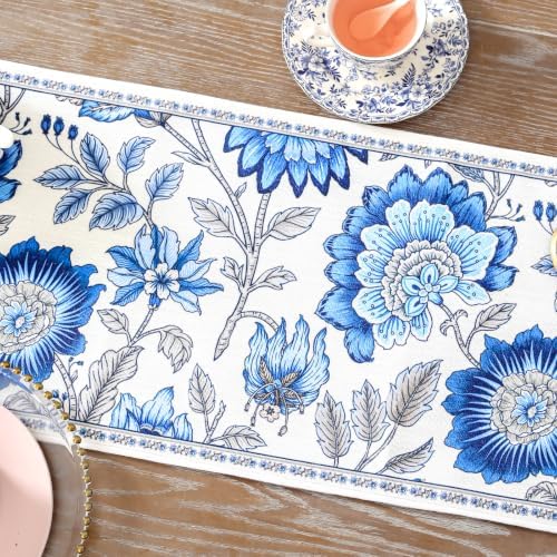 ISAENNE Designer French Linen Table Runner,87"x12"-Blanch - Image 6