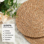 Handmade Heat Resistant 13" Round Woven Placemats Set of 12, Wicker Boho No Chemical Natural Water Hyacinth Place Mats, Farmhouse Table Mats for Kitchen Dining Table,Home Decorations,Wedding - Image 3