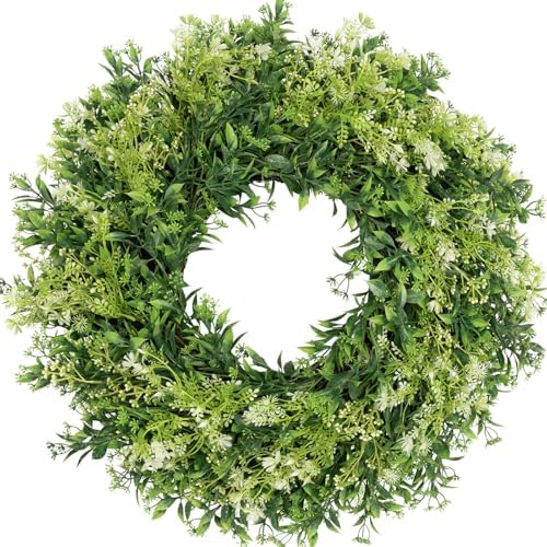 28 Inch Large Eucalyptus Wreaths for Front Door Artificial Green Leaves Greenery Indoor Outdoor Wreath Home Decor Porch Window Wall Farmhouse Door Decorations Spring Summer Fall All Seasons by JDKPK
