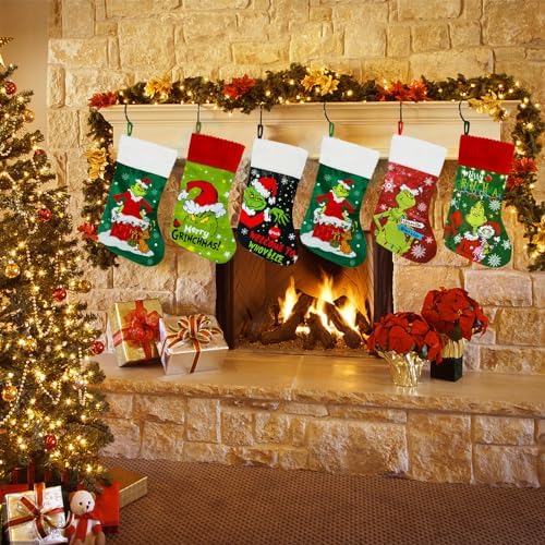 LeeSky 5 Pack Christmas Stockings, Christmas Stocking Holder, Christmas Hanging Stockings Gift Bag for Xmas Holiday Tree Hanging Home Decor - Image 2