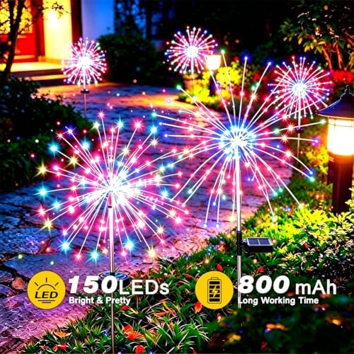 Fireworks Solar Lights Outdoor Fairy Garden Multicolor 8 Pack - Image 2