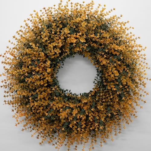 HUZIYAHAN 28" Large Fall Wreaths for Front Door Decoration(Autumn Orange) by HUZIYAHAN