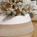 28 Inch Boho Christmas Tree Collar, Cotton Rope Christmas Tree Skirt by GUDELAK