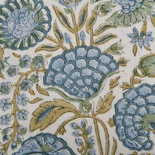 Ridhi Asparagus Green Floral Block Print Throw Pillow Covers 20x20 Inch - Image 6
