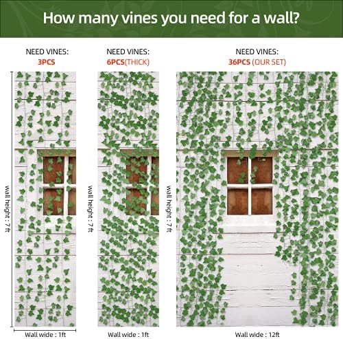 Tecbeauty 72pcs Vines Garland - 496 Feet Artificial Leaves Fence Privacy Screen Green Fake Vines for Room Decor - Greenery Garland for Wall Decorations - Image 2