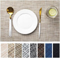 LEXMORE PlaceMats Set of 12 Vinyl/Plastic Woven Place Mats for Kitchen Table Indoor/Outdoor Washable PlaceMat Wipeable Dining Table Mats(Caramel) by lexmore