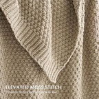 EVERGRACEHOME Chunky Chenille Knit Throw Blanket, 50 x 60, Sand Dune - Image 3