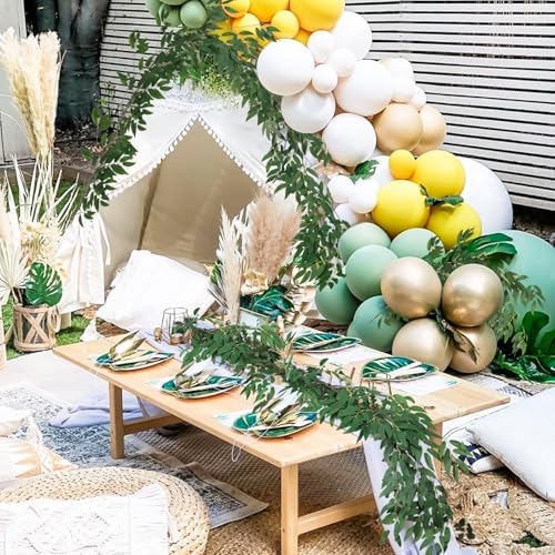 RECUTMS 4Pcs Artificial Silk Willow Leaves Vine Twigs 5.9Ft Green Garland - Image 4