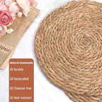 Round Woven Placemats Set of 20, 12" Brown Round Rattan Placemats Natural Water Hyacinth Place mats Farmhouse Boho Braided Placemat for Dining Table, Home, Wedding, Heat Resistant/Anti-Slip - Image 4