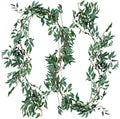 FiveSeasonStuff Hanging Rustic Willow Garlands, Bendable Artificial Greenery Vine Leaves for Wedding Home Decoration (2 pcs, 11.8 feet) by FiveSeasonStuff