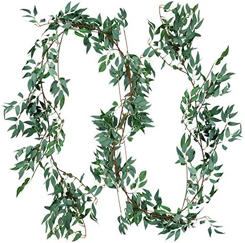 FiveSeasonStuff Hanging Rustic Willow Garlands, Bendable Artificial Greenery Vine Leaves for Wedding Home Decoration (2 pcs, 11.8 feet) by FiveSeasonStuff
