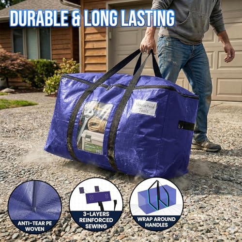 TAILI 8 Pack Dark Blue XXL Moving Bags,Storage Bags with Visible Window - Image 3