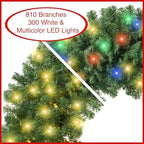 Casafield 60" Pre-Lit Fir Artificial Christmas Wreath Holiday Décor, 300 LED White & Multicolor Lights, 810 PVC Tips for Front Door, Window, or Mantel - Image 2
