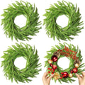 4 Pcs Christmas DIY Green Wreath 10 Inch Artificial DIY Faux Plain Wreaths Front Door Green Farmhouse Cabinets Indoor Outdoor Wall Decor(Norfolk Pine) by Gosodeny