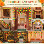 12 Pcs Marigold Artificial Garland 5 ft with Gold Bells for Diwali - Image 5